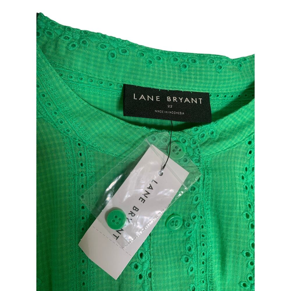 Lane Bryant NWT Green Embroidered Eyelet Blouse-Size 22 - Picture 5 of 10
